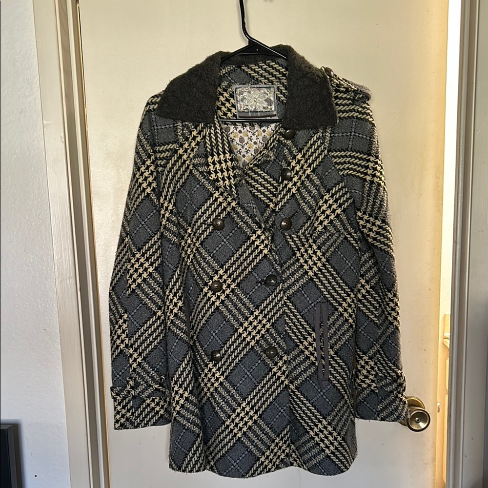 Free People Plaid Double-Breasted Women's Coat size small